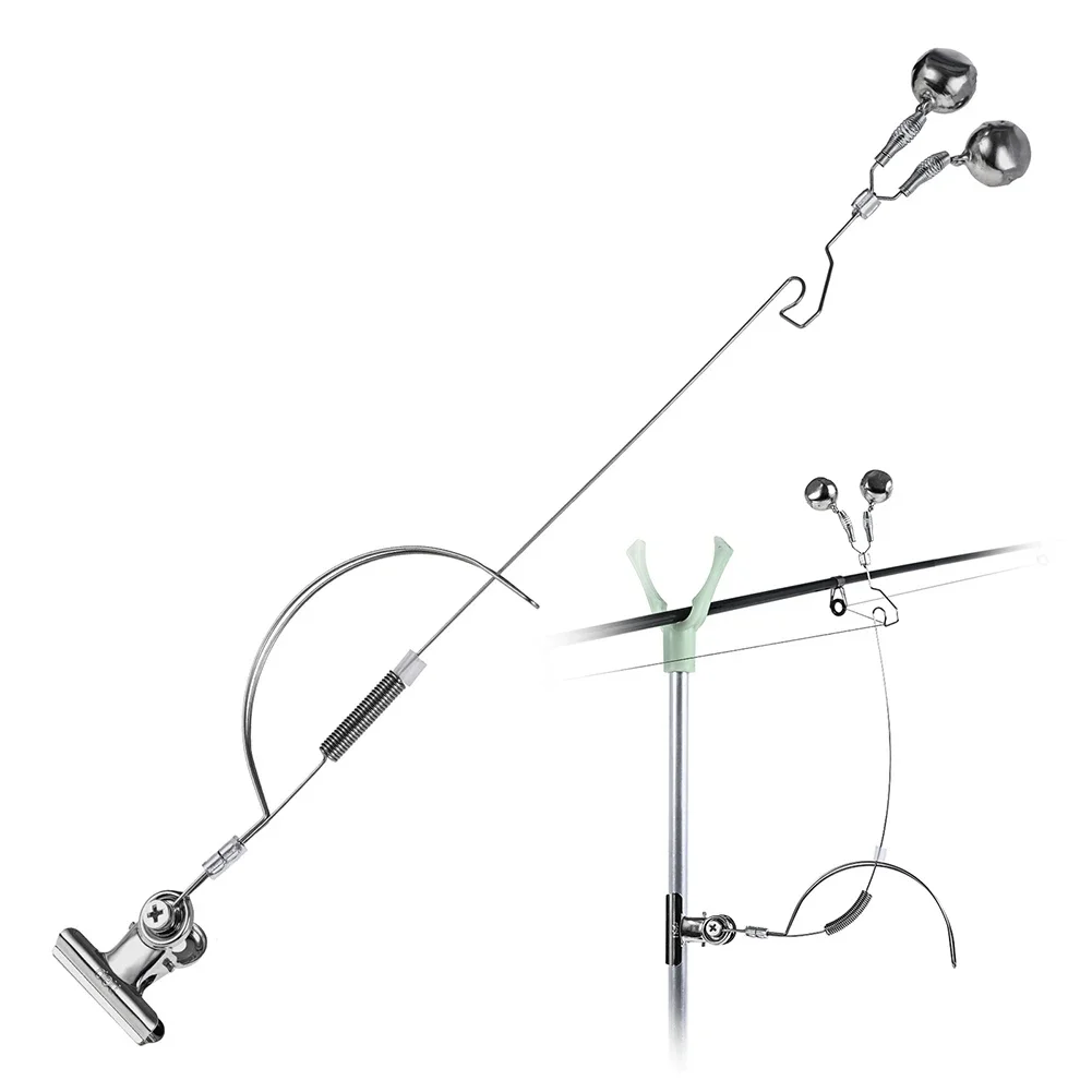 Allarmi per morso con campanello da pesca Canna da pesca in acciaio inossidabile Allarme esca per morso Attrezzatura per carpa regolabile Accessori per la pesca anticorrosione