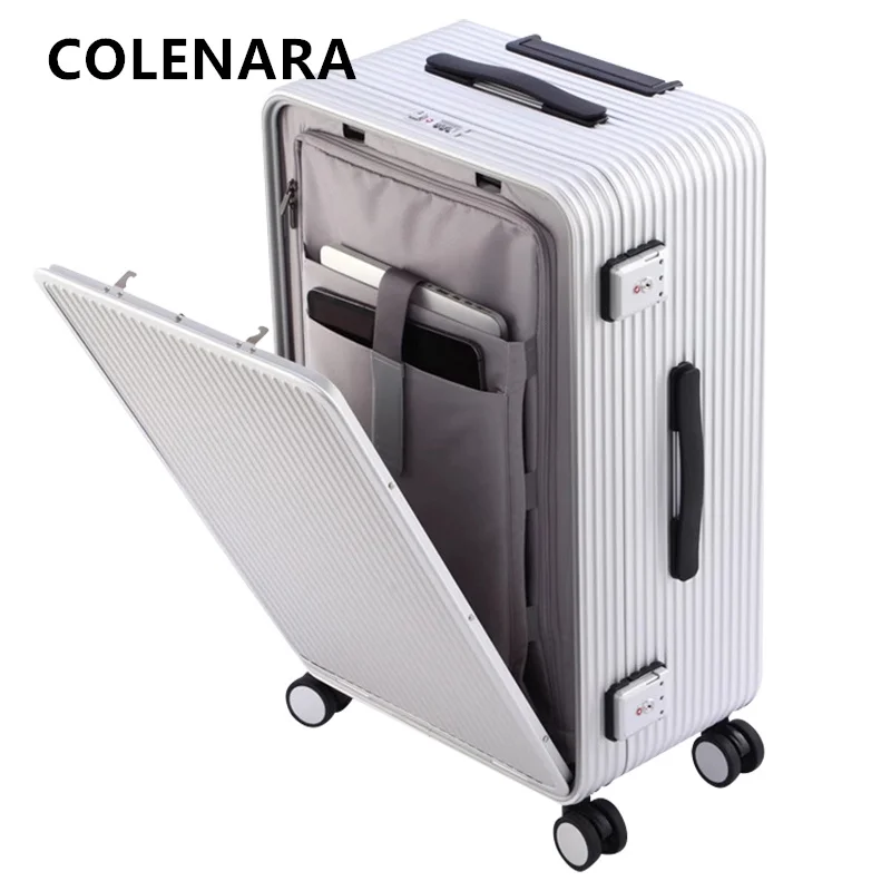 COLENARA Suitcase All Aluminum Magnesium Alloy Trolley Case Men's Business Boarding Box 20