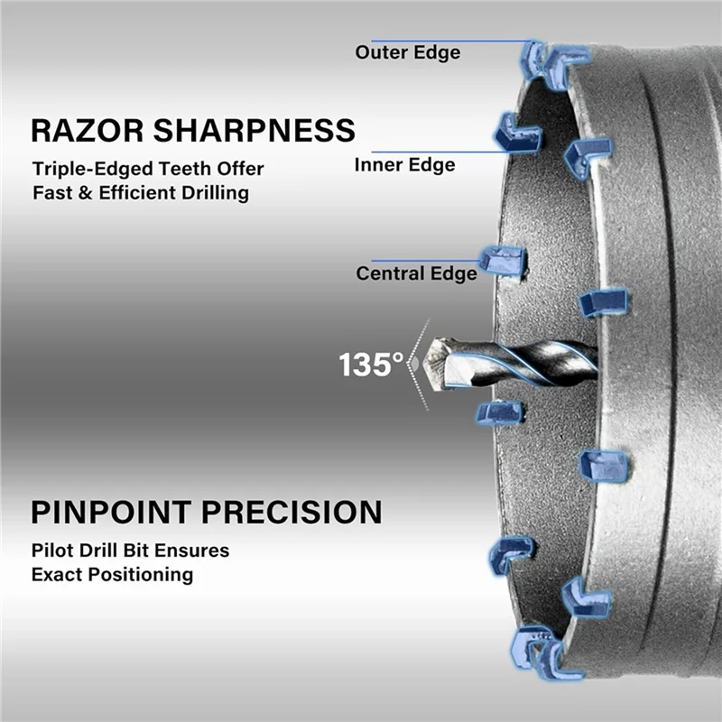 

SYW-Concrete Hole Saw Kits 4-5/16Inch(110Mm)Steel Wall Hole Cutter Drill Bit Sets With 220Mm SDS Plus Shank Connecting Rod