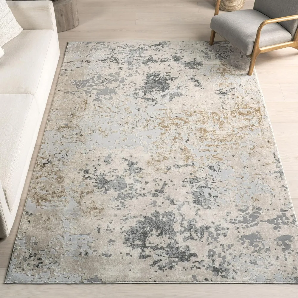 Chastin Modern Abstract Area Rug -10x14 Area Rug Modern/Contemporary Beige/Grey Rugs for Living Room Bedroom Dining Room Kitchen