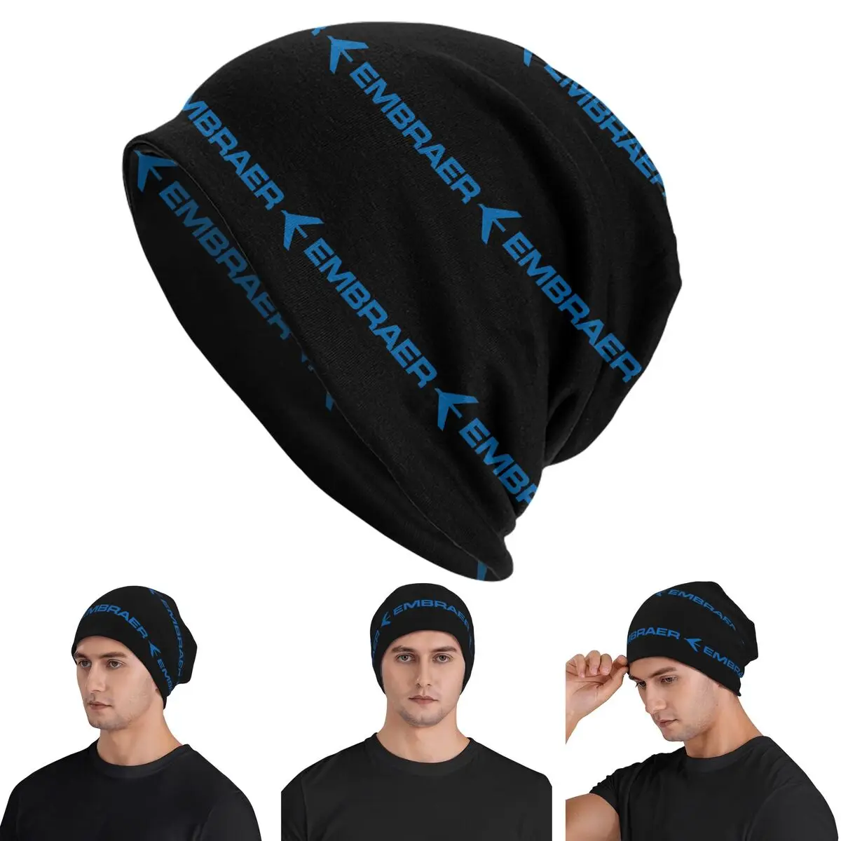Embraer Logo Warm Knitted Cap Hip Hop Bonnet Hat Autumn Winter Outdoor Beanies Hats for Unisex Adult
