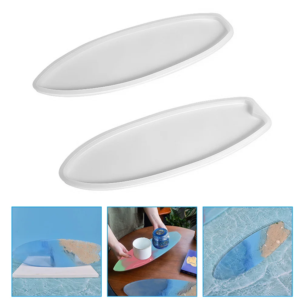 

2 Pcs Surfboard Mold Decor Epoxy Resin Moulds Silicone Coaster Model DIY Household