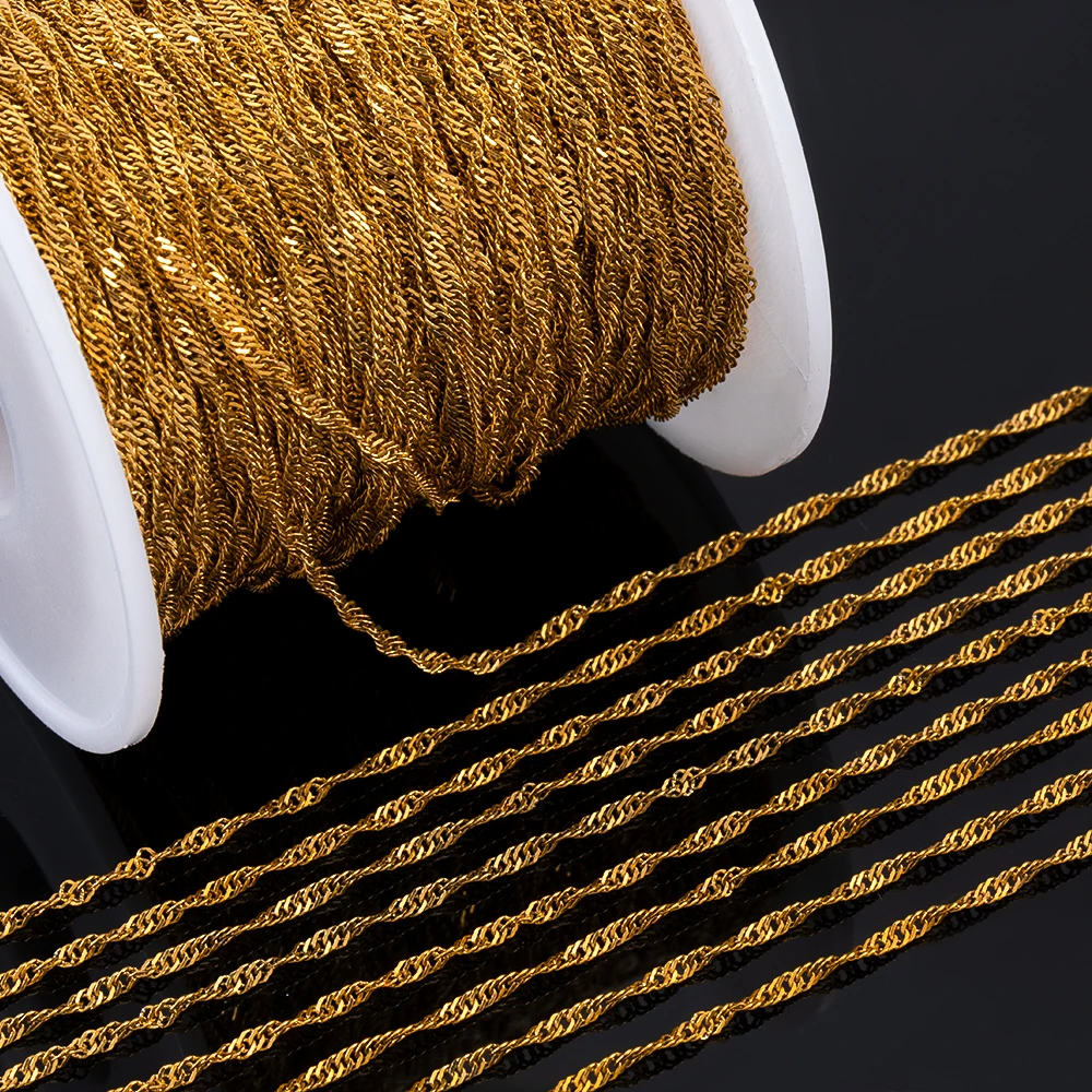 New 1Meter2Meters Stainless Steel Twisted Chain Corrugated Chains Handmade Bracelet Necklace for Jewelry Making DIY Accessories