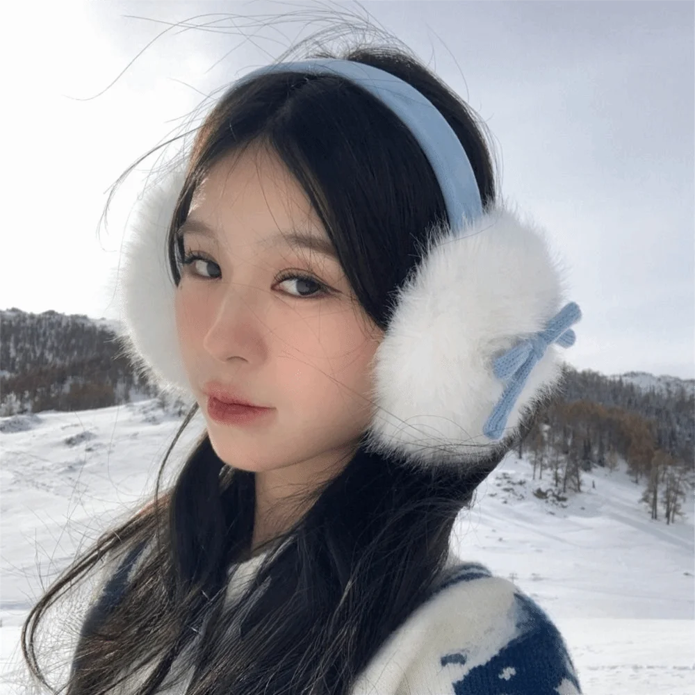 

Зимние теплые мягкие наушники, утолщенные защитные наушники, грелки для ушей, антифриз, бант, наушники из искусственного меха для женщин и мужчин, уличные наушники