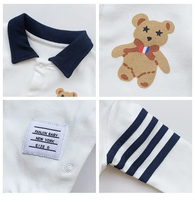 Boys POLO Collar Onesie Baby Long-sleeved Romper Newborn Infant 1 Year Old Birthday 100 Days Birthday Clothing 0-3 Years