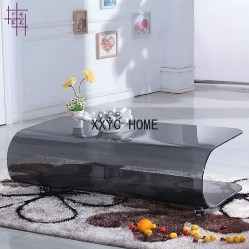 Personalized Tea Table Modern Hot Bending Glass Tea Table Fashion TV Cabinet Table and Chair Combination Simple European