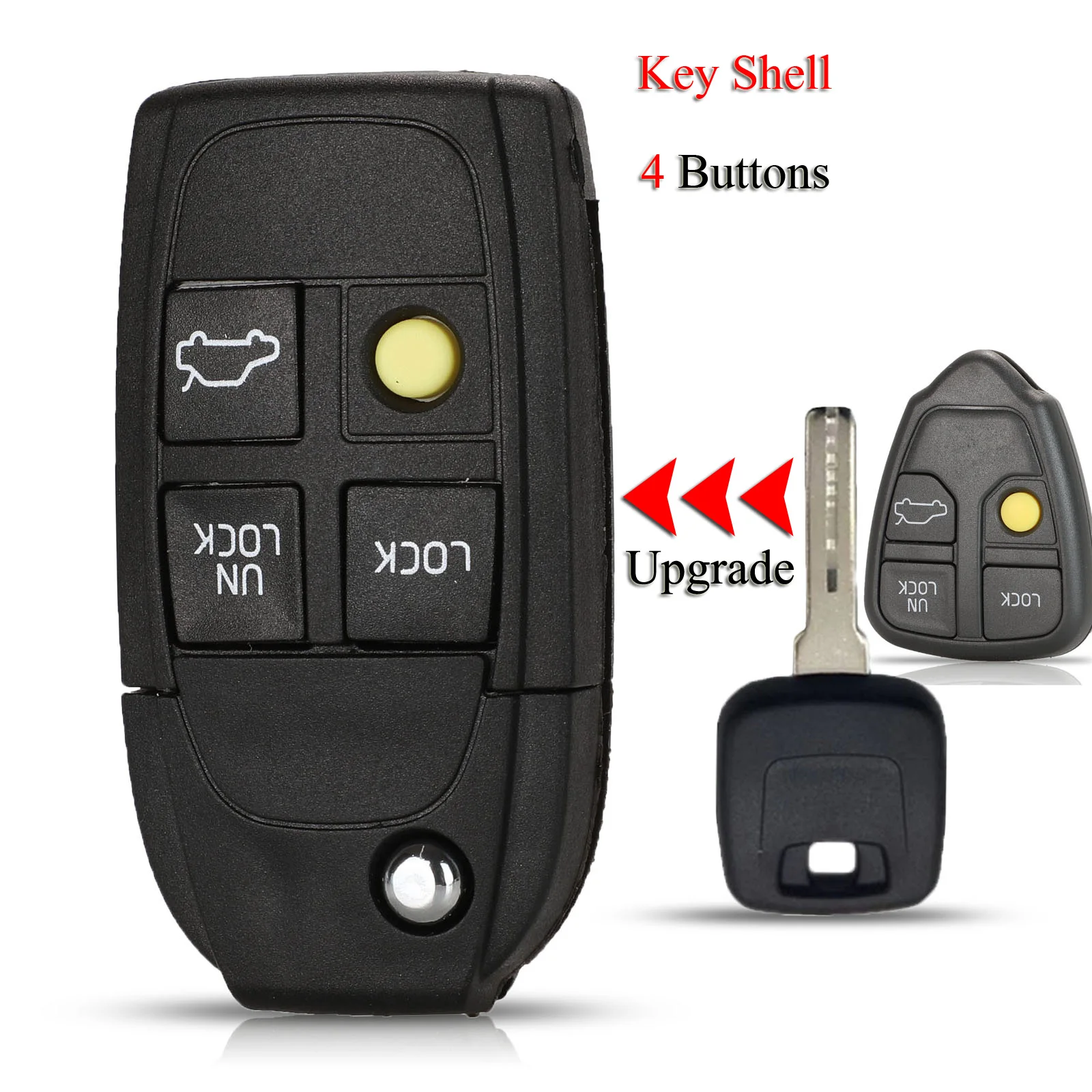 

jingyuqin Upgrade Folding Remote Car Key Shell For Volvo S40 S60 S70 S80 V40 V70 XC90 XC70 4Buttons Replacement Key Cover Case