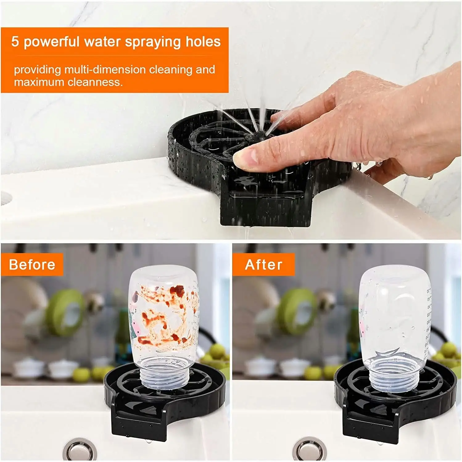 Automatic High Pressure Glass Cup Washer Faucet Rinser Cleaning Tool Bar Beer Kitchen Milk Tea Cup Cleaner Sink Accessories