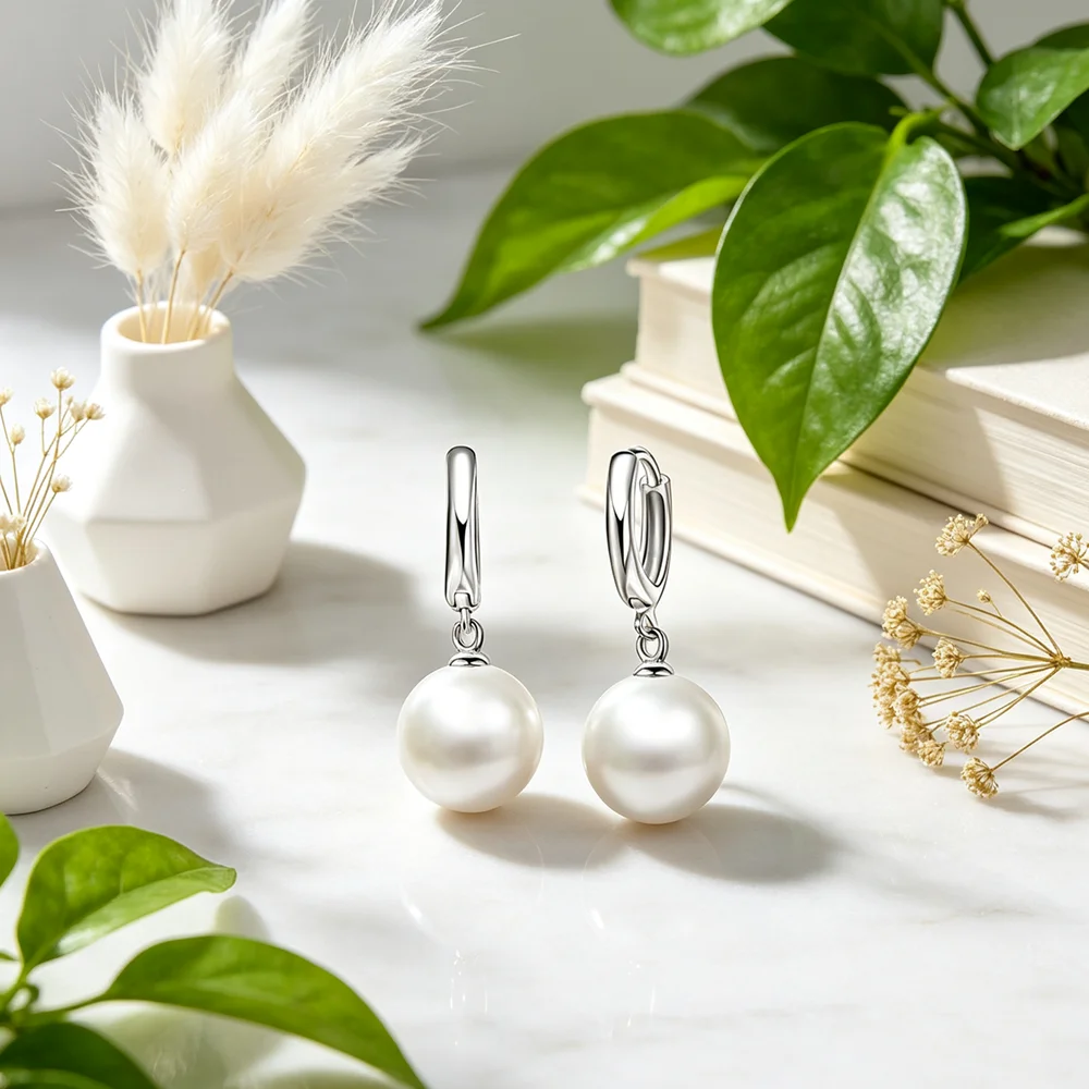 High Quality Pearl Earrings Classic Trendy Jewelry Genuine 925 Sterling Silver Women Wedding Party Jewellery Accessory Earrings