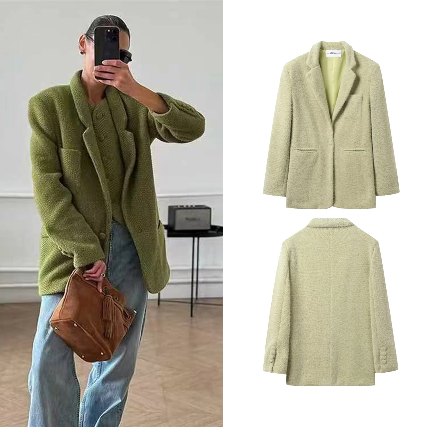 Dames Suède Bont Blazers Jas Vrouwelijke Revers Lange Mouwen Enkele Knopen Jasje Dame Straat Elegante Casual Overjas