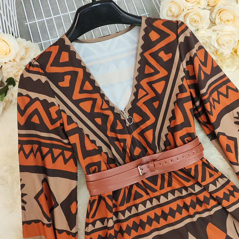 2025New فستان بوهو مطبوع للنساء كم طويل فضفاض فستان ماكسي غير رسمي فستان شاطئ فستان حفلة عطلة