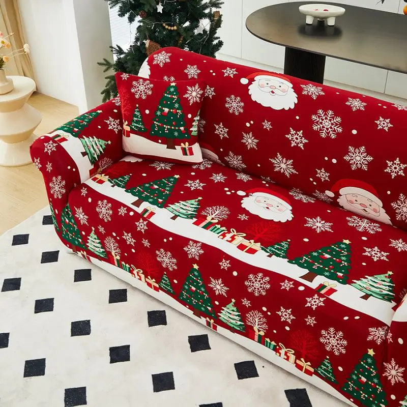 Elastic Christmas tree  couch Cover for Living Room 1/2/3/4 Seater Sofa Cover L Shaped Corner Sofa Covers Elastic Cover for Sofa