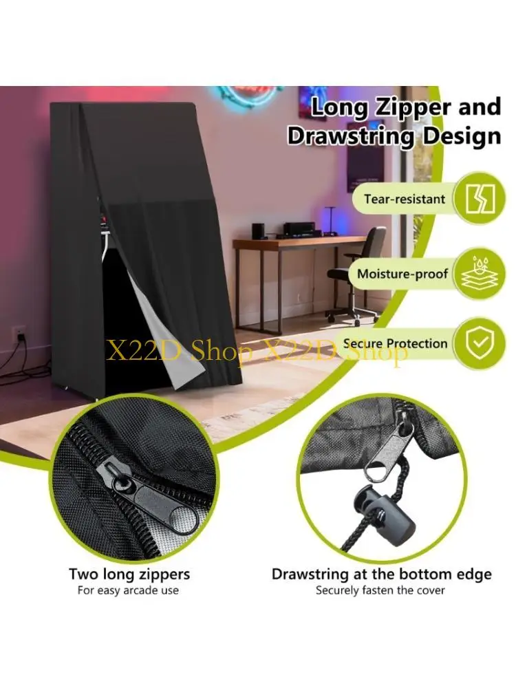 X22D Waterproof Dustproof Arcades Machine Cover With Adjustable Drawstring And Zippered Access For Indoor Outdoor Use
