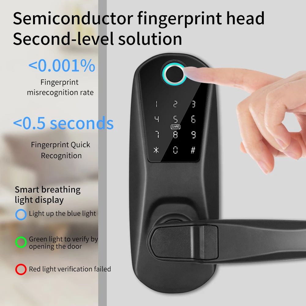 TTLOCK  APP Fingerprint Bluetooth Cylinder Lock Biometric Electronic Smart Door Lock Digital Keypad RFID Card Keyless Lock