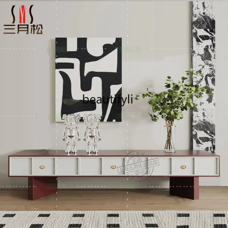 

Modern paint living room drawer TV cabinet splicing matte locker retro side cabinet6005