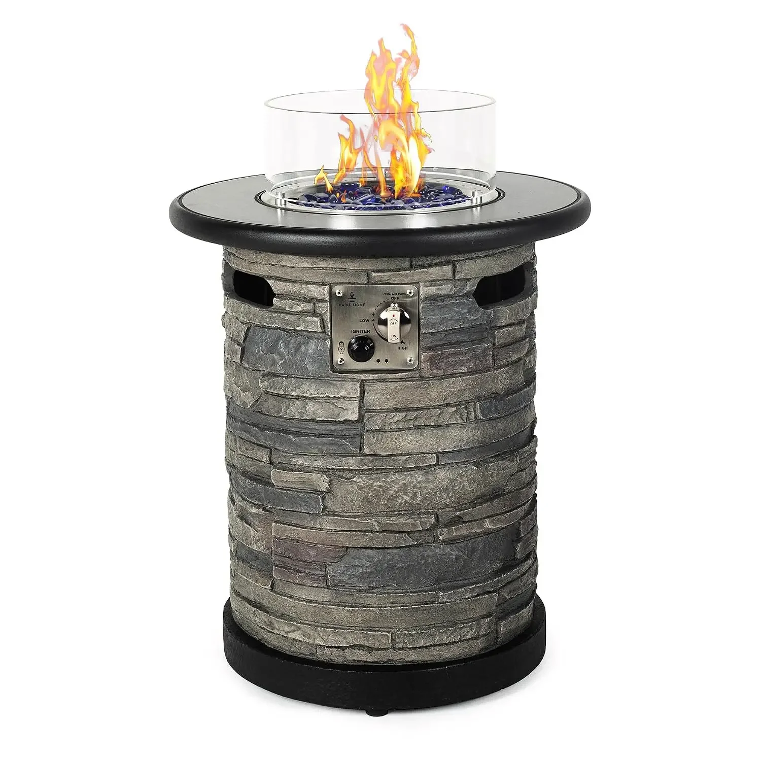Outdoor Propane Fire Pit Table, Round Porcelain Tile Top 22