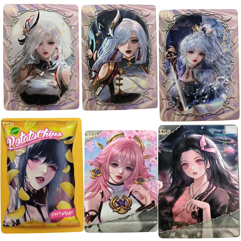 

Goddess Story Tsr Series Kamisato Ayaka Yae Miko Anime Characters Bronzing Game Collection Flash Card Cartoon Toy Christmas Gift