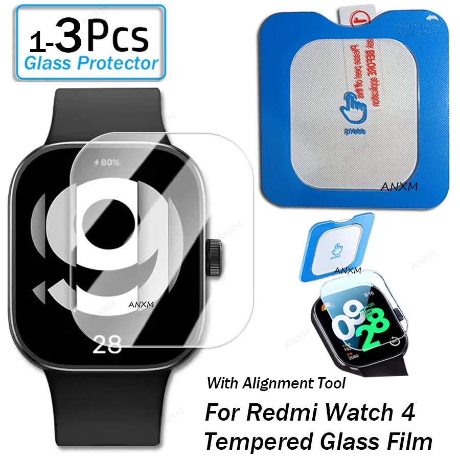 1-3Pcs Tempered Glass Film For Xiaomi Redmi watch 4 With Alignment Tool Screen Protector for Redmi watch 4 Easy Install Kit