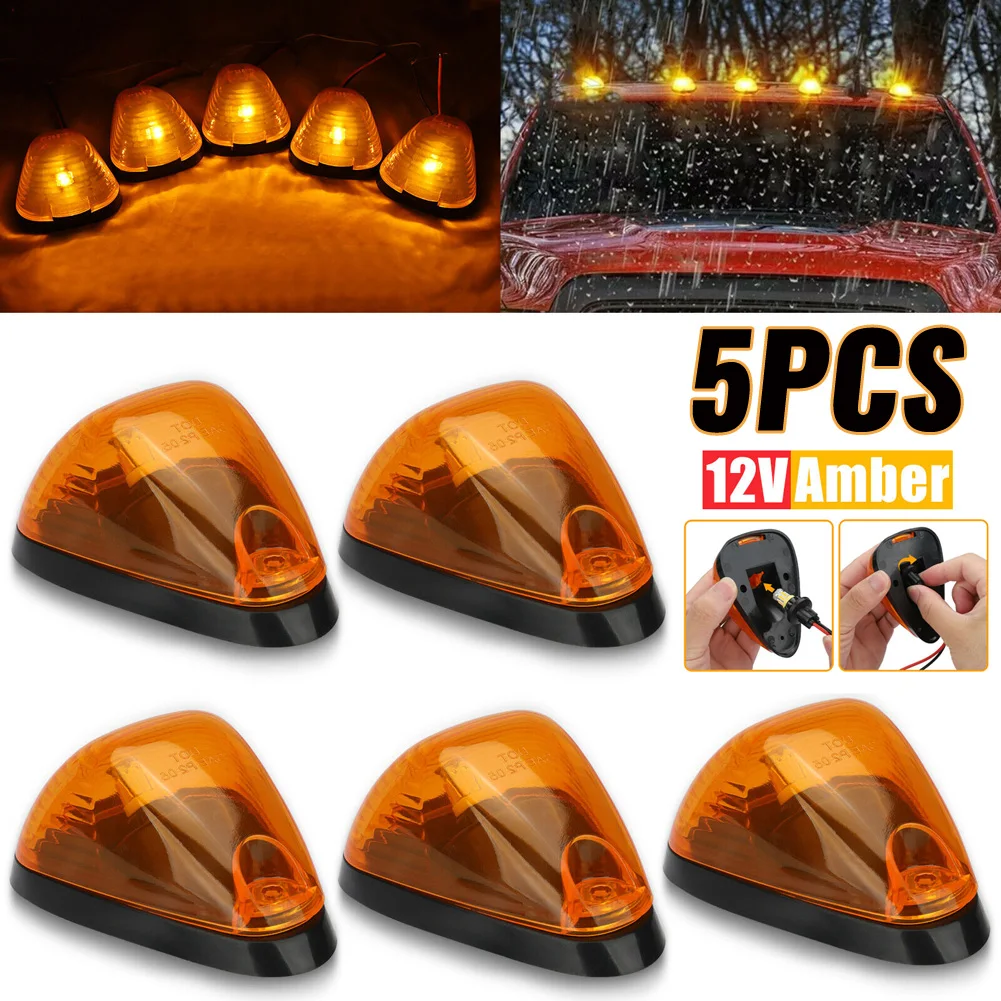 

5Pcs 12V Amber Lens LED Top Cab Roof Running Marker Light Kit Car LED Lights Lamp Amber Yellow For Ford F150 F250 F350 Off-Road