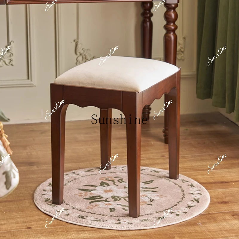 American retro dressing solid wood sofa stool simple shoe change bedside furniture  FT