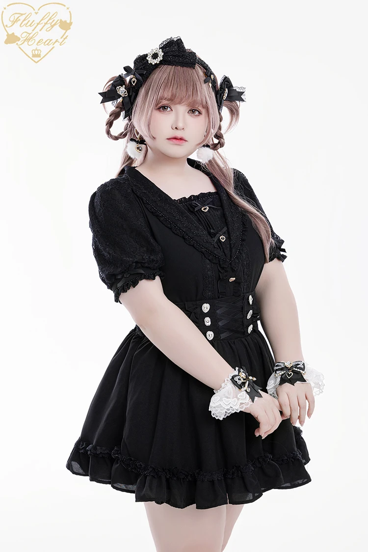 Sweet And Cute Lace Bow Kawaii Clothes Japanese Style Girl's Lace Sailor Collar Short Sleeved Shirt Black White Color For Ladies