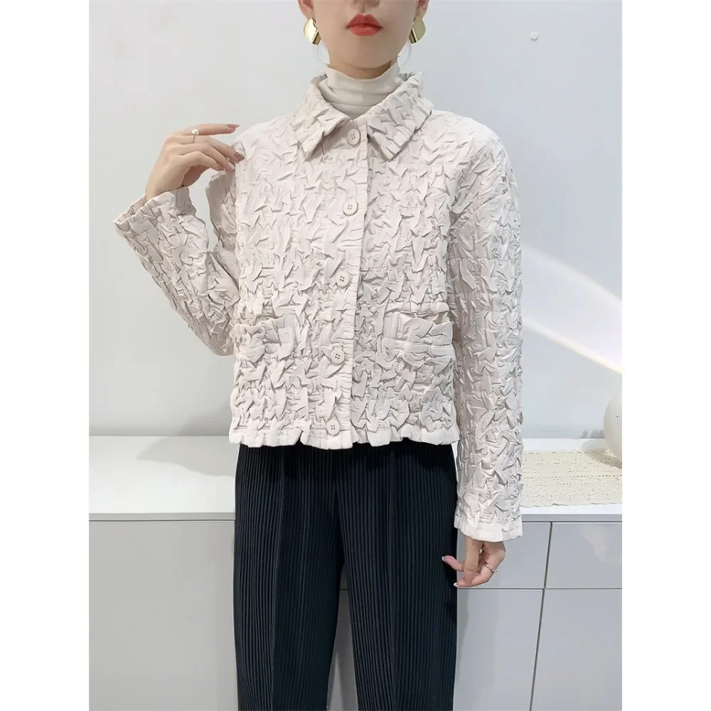 

Pleats Pleated Heavy Embroidery Cotton Jacket Fall and Winter New Short Jacket Thickened Warm Cotton Jacket Women's Clothing