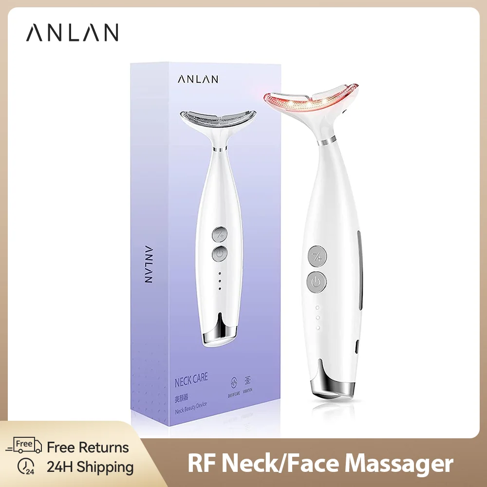 ANLAN RF Neck Face Beauty Device EMS Neck Lifting Skin Tighten Vibration Heating Neck Facial Massager Skincare Device