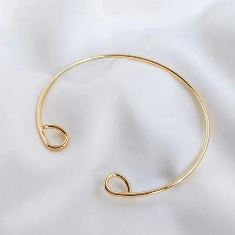 

14K Gold Plated C shape wave bracelet diy open collar Bracelet base accessory