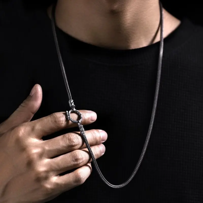 

Мужская античная отделка, универсальная многослойная цепочка, регулируемое ожерелье премиум-класса, минималистичный эффектный подарок серебряного тона для него