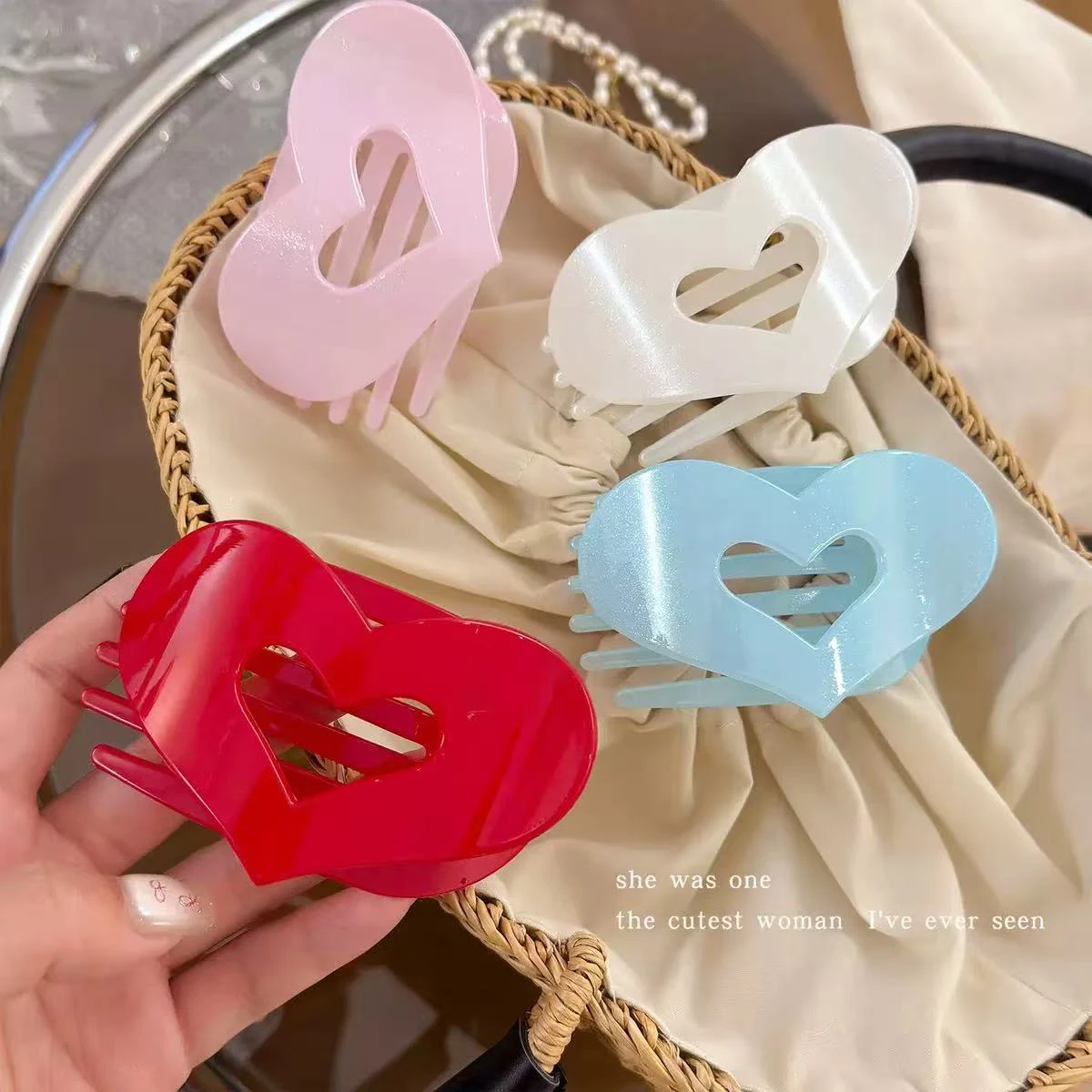 1 Stück französische Liebes-Acryl-Haarnadel für Damen, Hinterkopf-Scheiben-Haarklammer, große Entenschnabel-Haarnadel-Haarschmuck