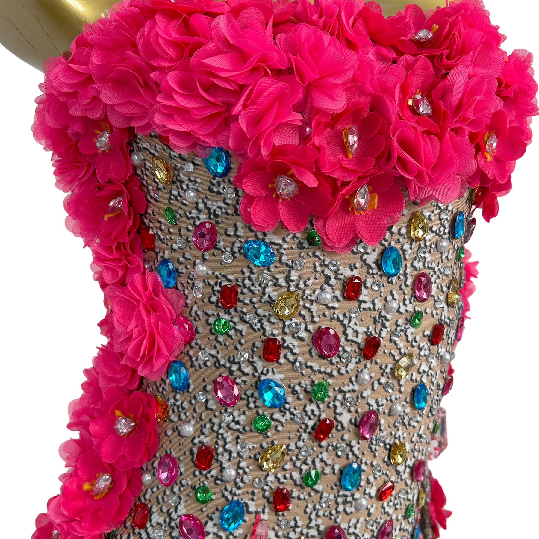 

Caihualuo Роскошное вечернее платье в Дубае Сверкающее красочное бриллиантовое 3D-цветочное платье с рукавами на одно плечо, платье для выпускного вечера