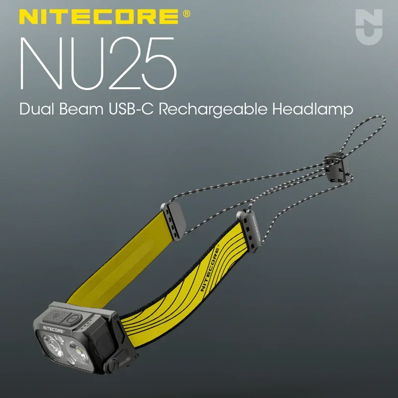 NITECORE NU25 Dual beam USB-C rechargeable Headlamp 400Lumens Beam color White Light, Red Light