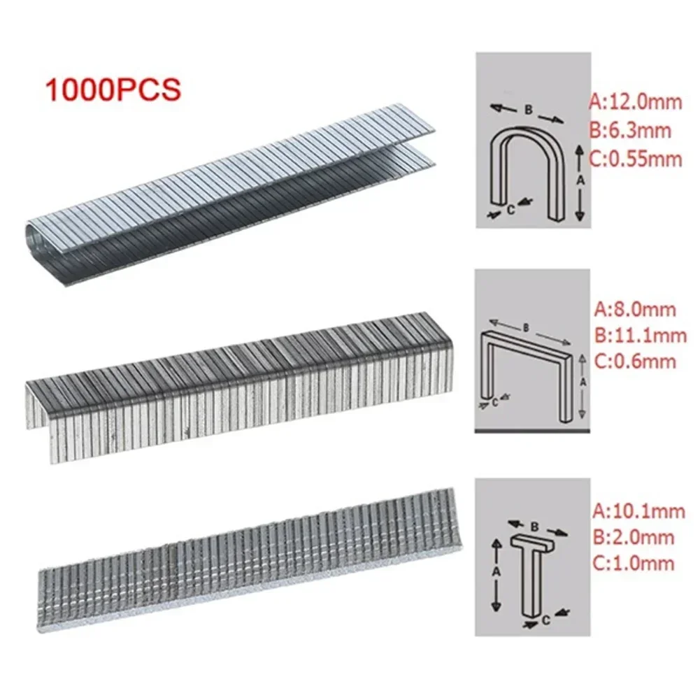 1000Pcs Staples Nails U/ Door /T Shaped Nail Shaped Stapler For Wood Furniture Household Use Herramientas 8/10/12mm Binding Tool