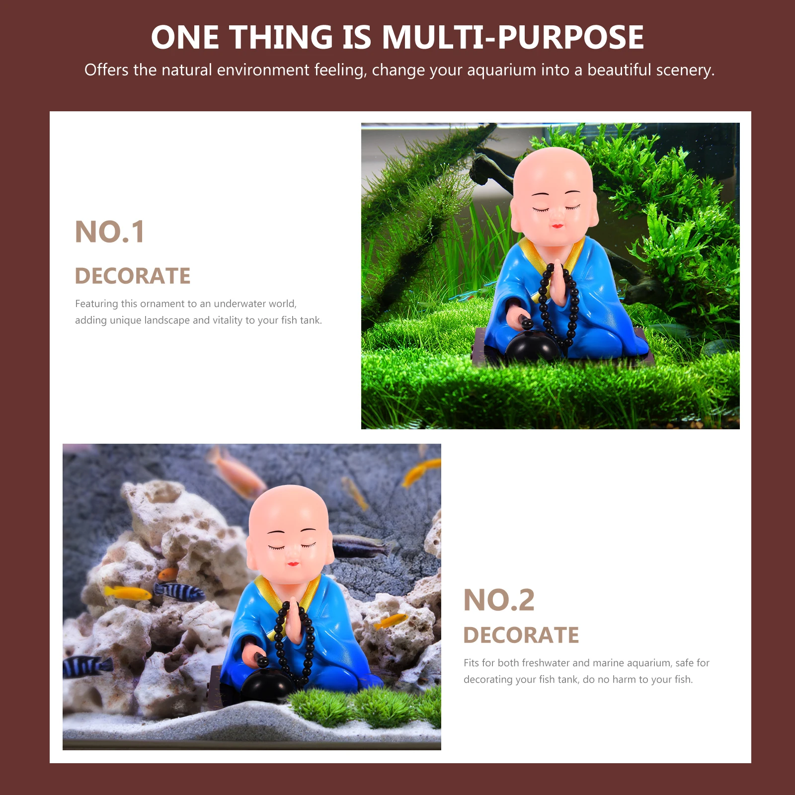 

1Pcs Solar Decor Plastic Lively Desktop Ornament Home Car Decoration Zen Monk Craft Bright Texture