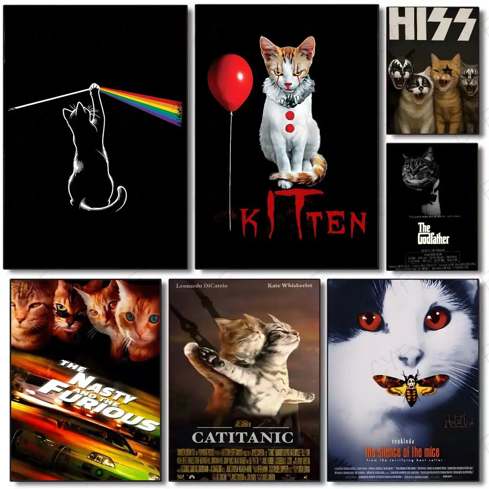 Viral Internet Meme C-Cat Movie Meme Poster Painting Wall Art Mural for Living Room Home Decor and Gifts