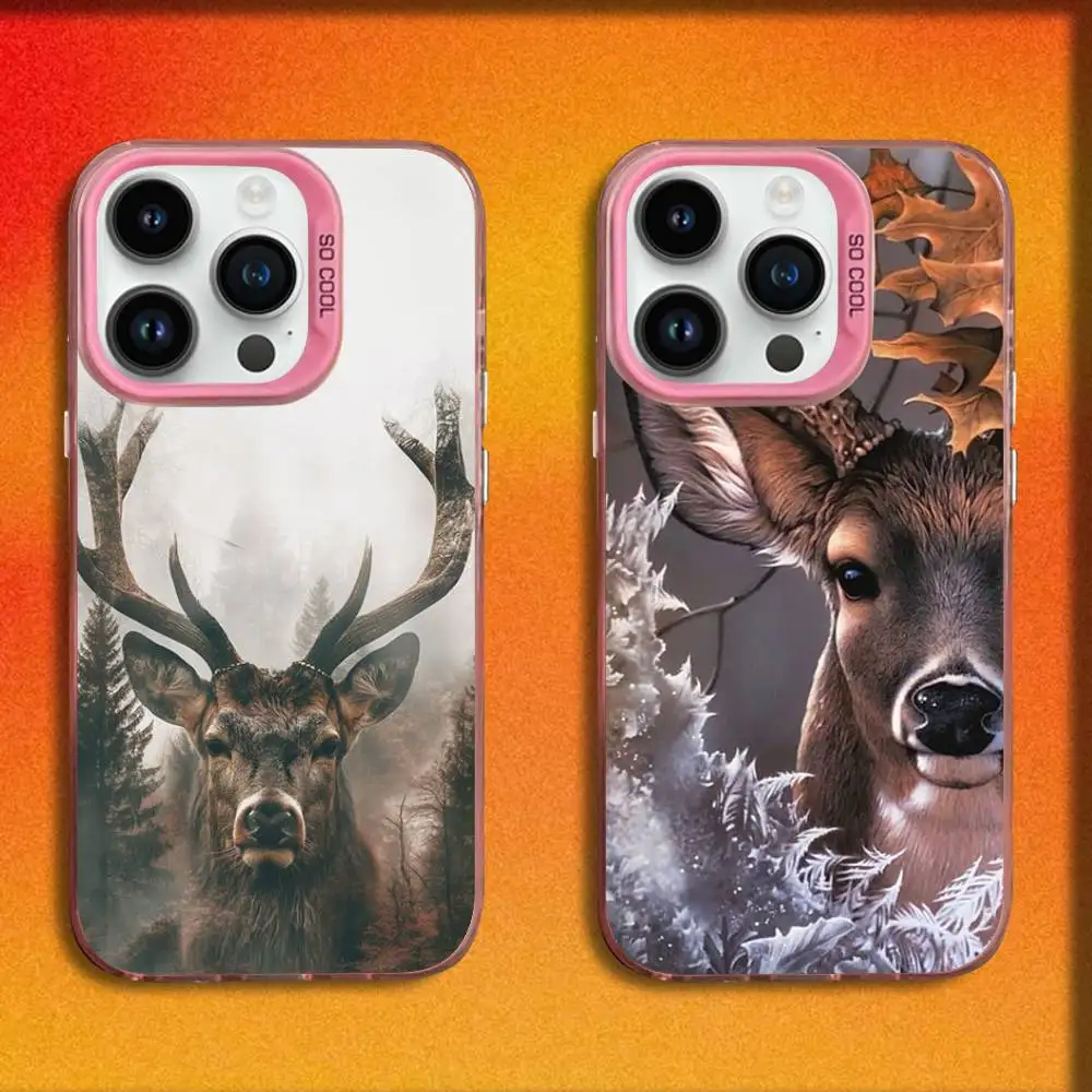 

Animal Reindeer Phone Case For iPhone 17,16,15,14,13,12,11,Pro,Max,Plus,E,SE4,Air,Mini Pink IMD Box