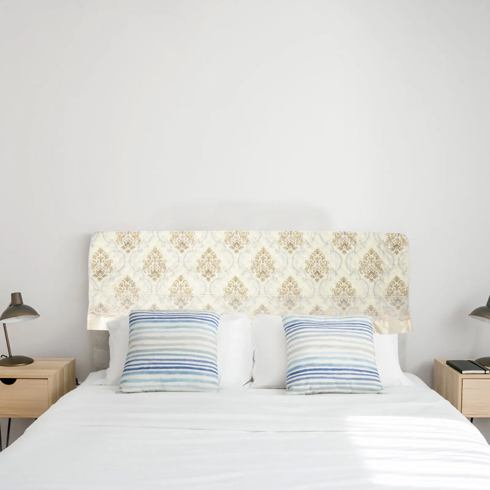 

1pcs Thickened Elastic Headboard Cover For 1.8M Bed Stretchable Slipcover Soft Padded Queen Full Size Cotton Back