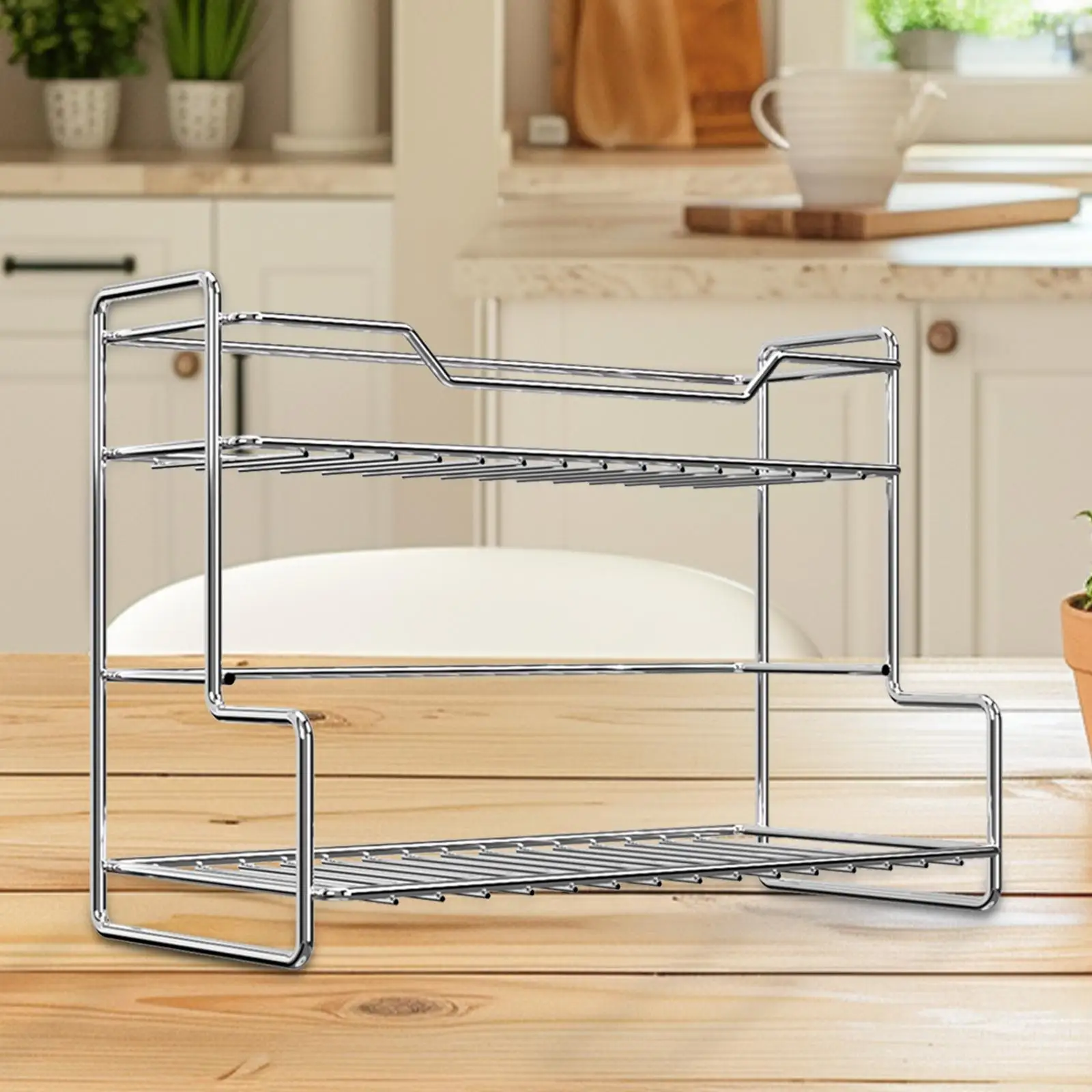 

Kitchen Counter Shelf Space Saving 2 Tier Spice Rack for Home Pantry Bedroom