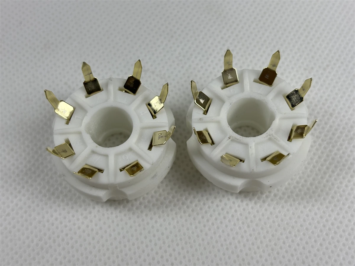 10PCS Gold Plated K8A PCB Mount 8 Pin เซรามิคหลอดซ็อกเก็ตสําหรับ 6P3P 6SN7 6N8P 6N9P 5Z3P 5Z4P 6550 KT88 หลอดสูญญากาศเครื่องขยายเสียง DIY