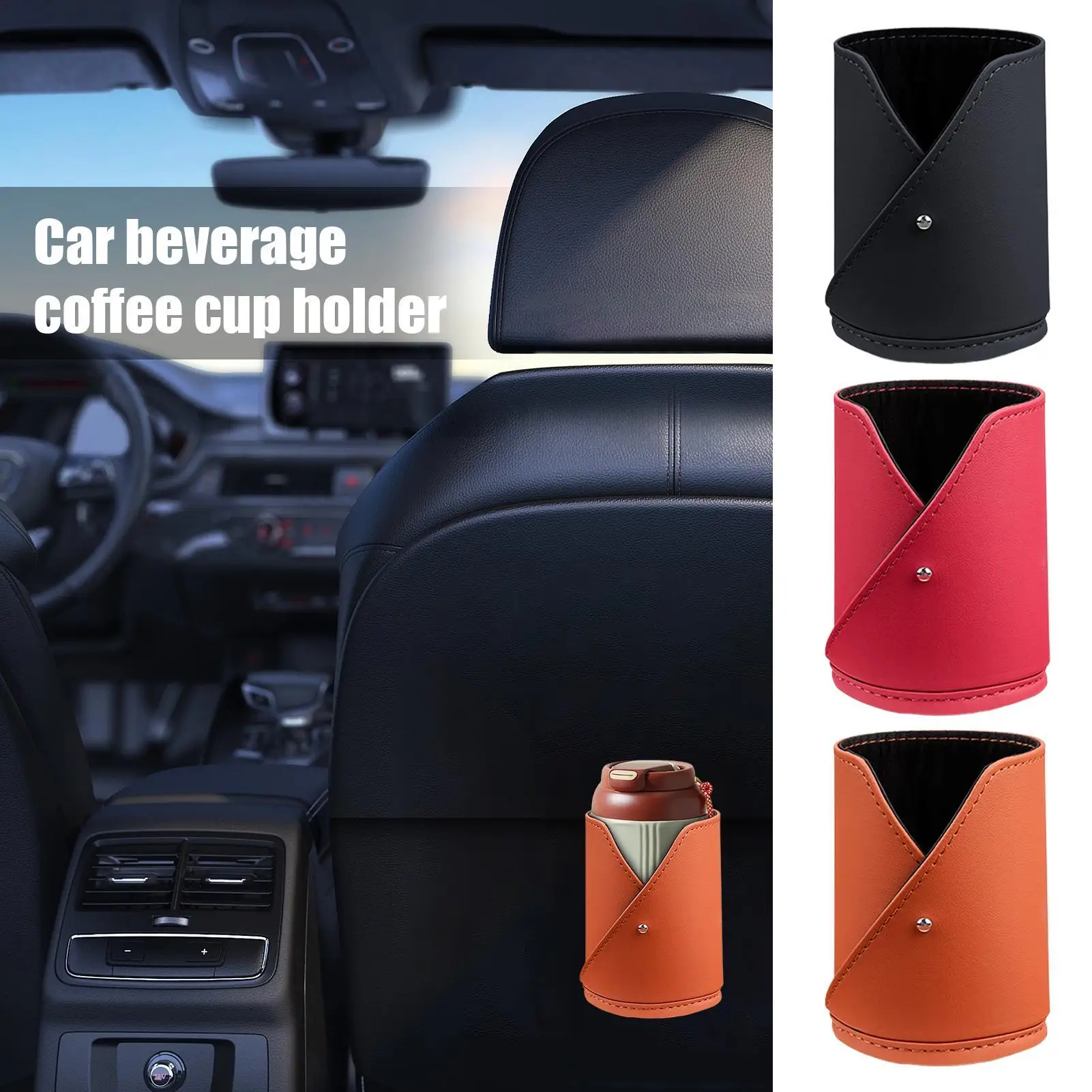 

Drink Holder For Car Clip Car Drink Holder Seat Organizer Storage Box Leather Backseat Organizer For Water Bottle Coffee Phone