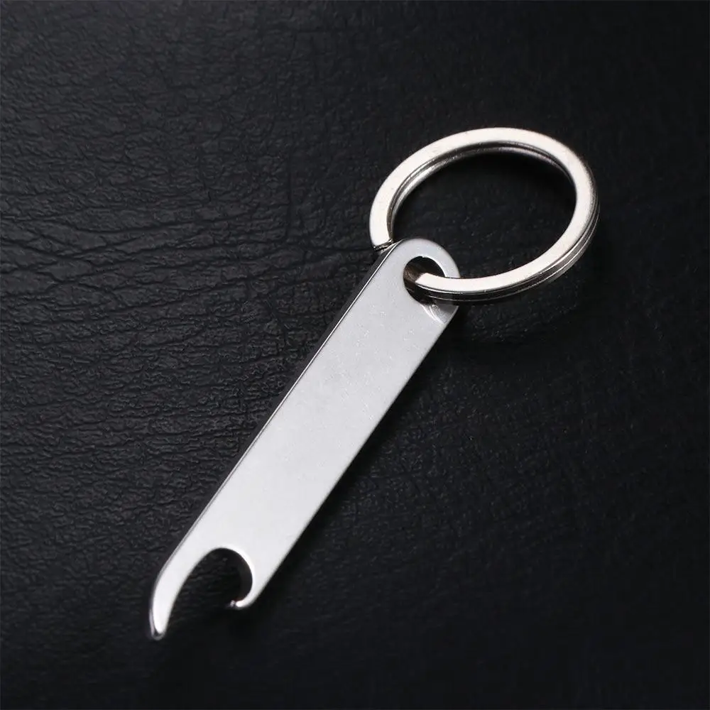 Portable Stainless Steel Beer Bottle Opener Keychain Metal Mini Beer Opener Keyring Lightweight Camping Tool Men Gifts