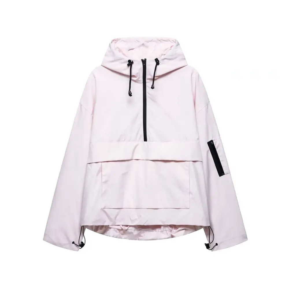 Casual Women Hooded Utility Jacket Outdoor Waterproof Windbreaker Summer Loose Functional Street Style Fashion Apparel