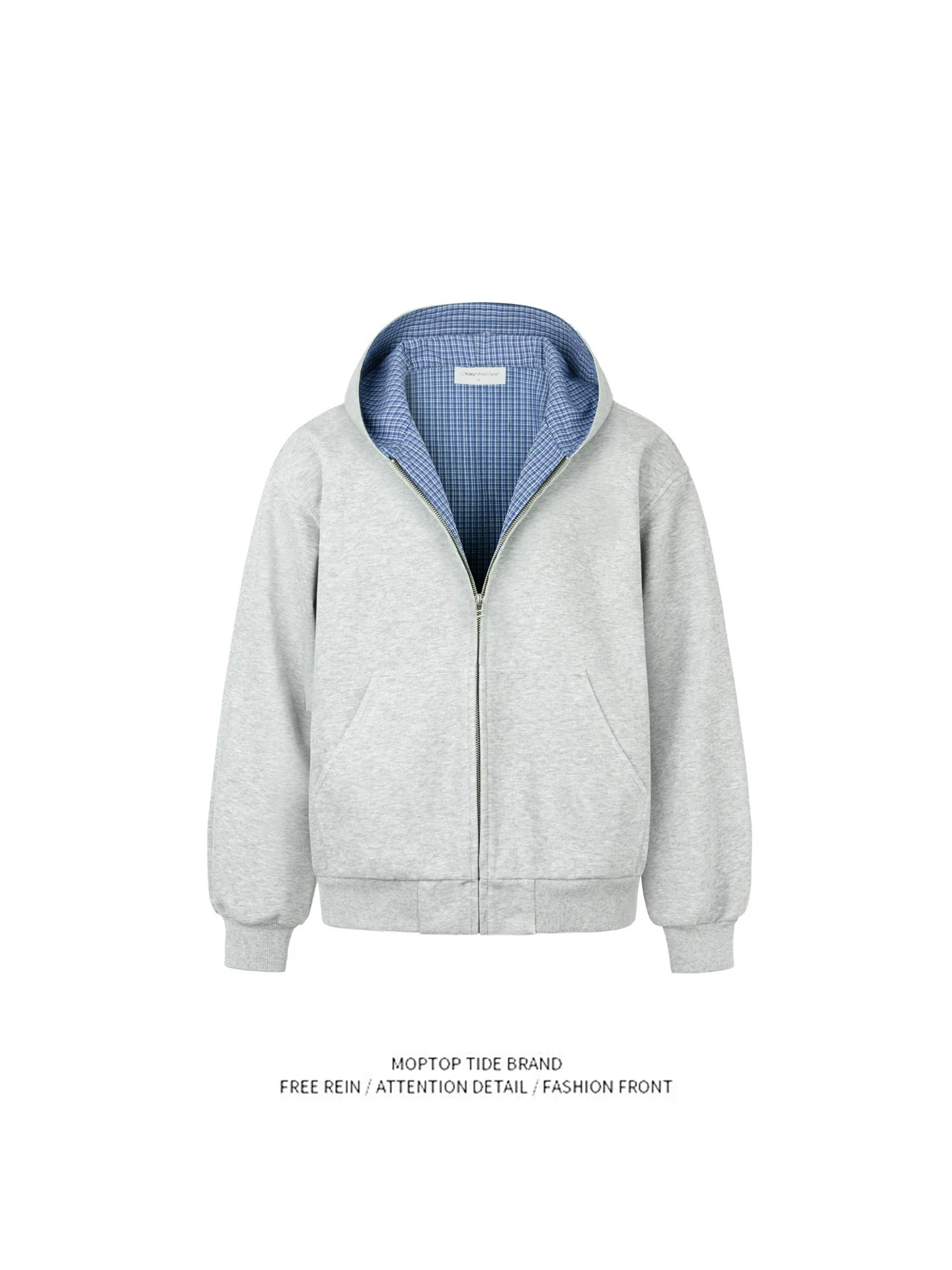 

Двусторонний свитшот Miu в клетку на молнии или широкий универсальный открытый кардиган, мужской модный повседневный джемпер CleanFit