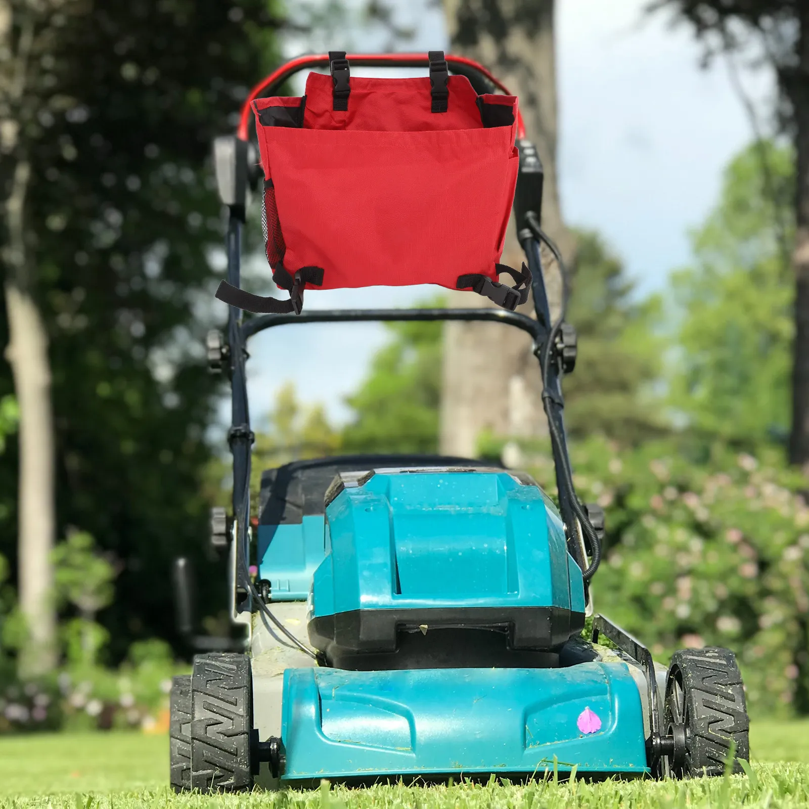 1Pcs Large Capacity Mower Hanging Bag Sturdy Oxford Fabric Multi Compartment Lawn Tool Storage Pouch for Outdoor Gardening Use