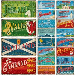 Artisian Britain Scotland Northern Ireland Landmark License Plate England UK Metal Tin Plaque United Kingdom City Car Metal Sign