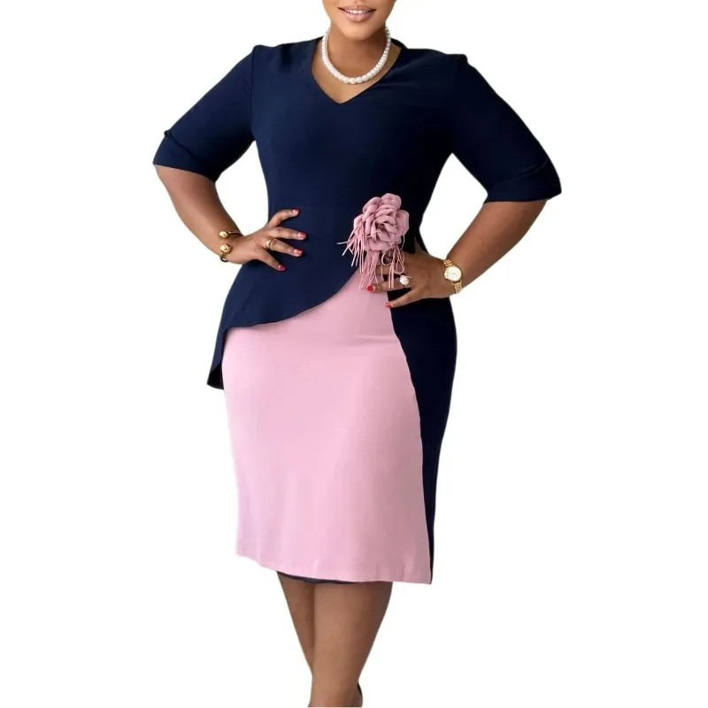 

Dashiki African Dresses for Women Summer Elegant African 2026 Half Sleeve V-neck Polyester Party Evening Bodycon Dresses Outfits