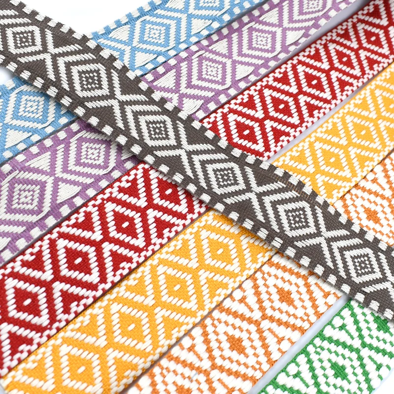 2-10M 38mm Ethnic Cotton Webbing Jacquard Ribbon Tapes for Luggage Bag Strap Clothes Sewing Decorative Lace Trim DIY Accessories