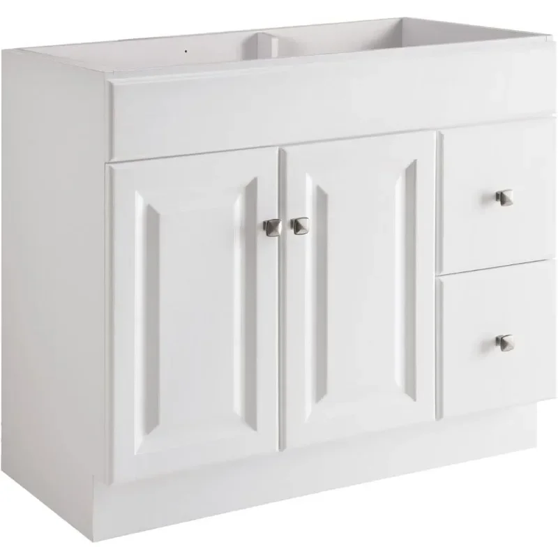 597237 Wyndham Unassembled 2-Door 2-Drawer Bathroom Vanity Without Top, 36 Inch, White