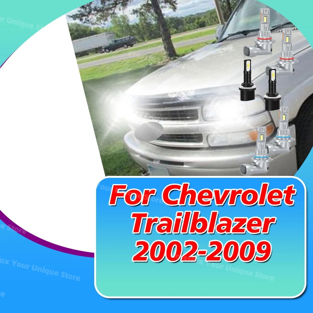 2/6x LED Headlights 6000K Fog Lamps 12V For Chevrolet Trailblazer 2002-2009 2003 2004 2005 2006 2007 2008 Conversion Plug&Play