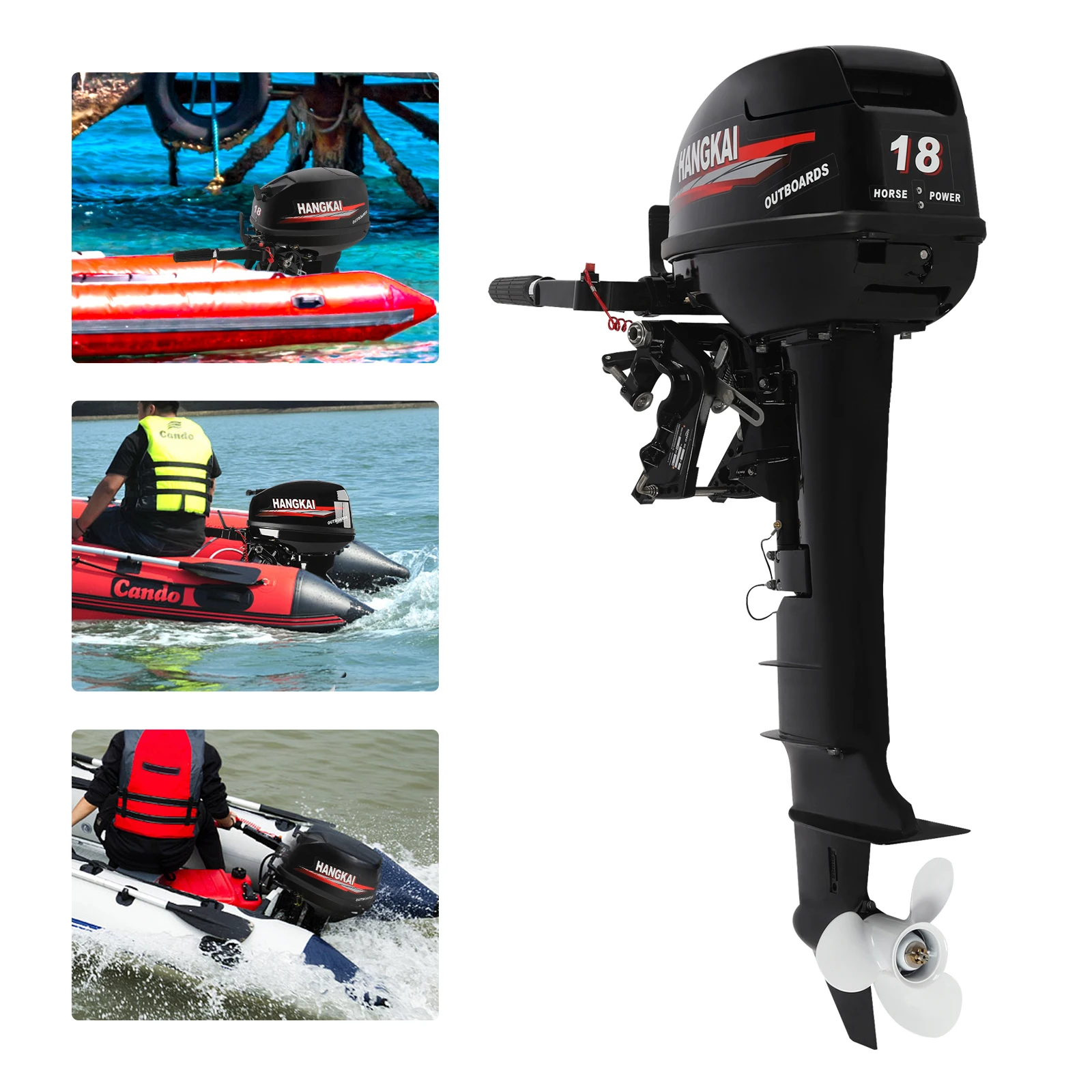 2 Stroke 18 HP Outboard Motor 246CC Heavy Duty Fishing Boat Engine Marine Engine with CDI Ignition System Water Cooling System